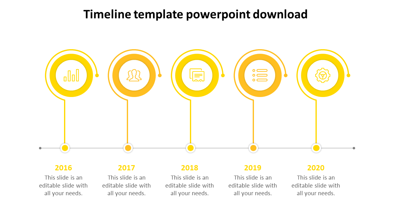 Free - Creative Timeline Template PowerPoint Download-Five Node